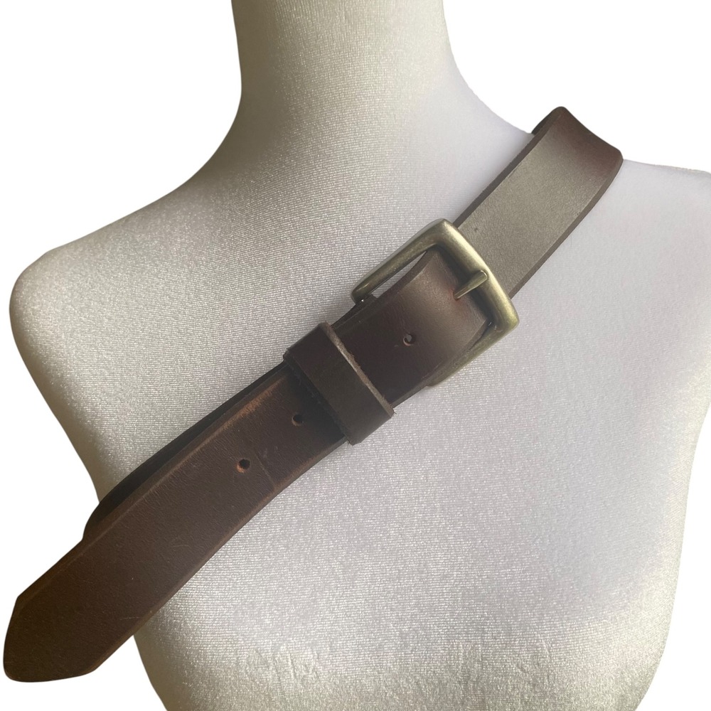 Leather Dark Brown Belt Brushed Silver Buckle 36/90 7754-020 Mexico